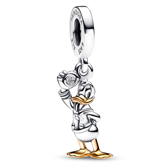PANDORA Disney 100. évfordulós Donald kacsa függő charm 0.009 karátos szintetikus gyémánttal