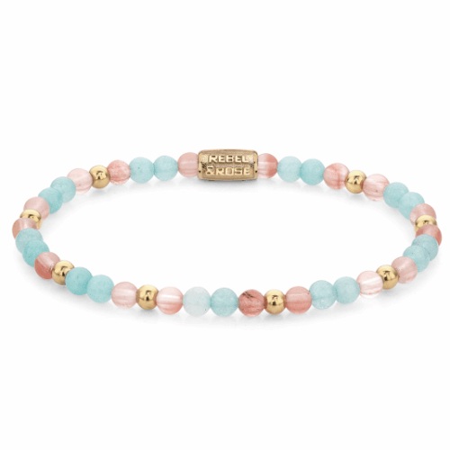 REBEL & ROSE karkötő Pink Rose & Blue karkötő RR-40111-G