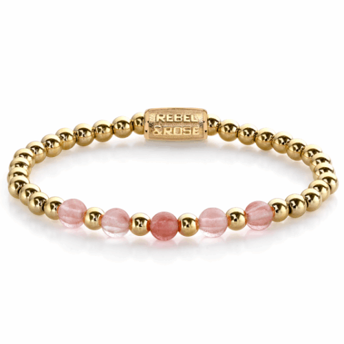 REBEL & ROSE karkötő Yellow gold meets Cherry Rose karkötő RR-60081-G