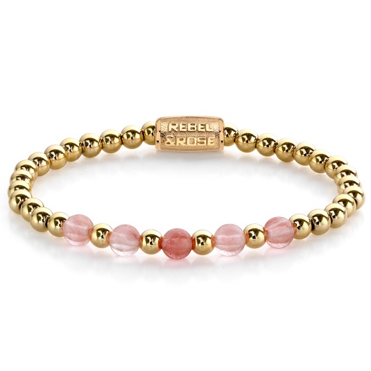 REBEL & ROSE karkötő Yellow gold meets Cherry Rose karkötő RR-60081-G