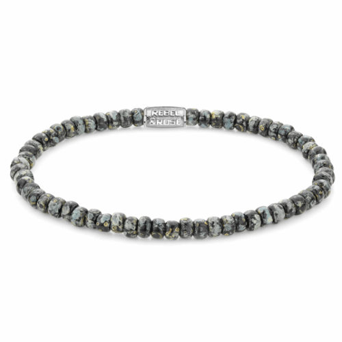 REBEL & ROSE karkötő Glass Rocks Black Leopard karkötő RR-40116-S
