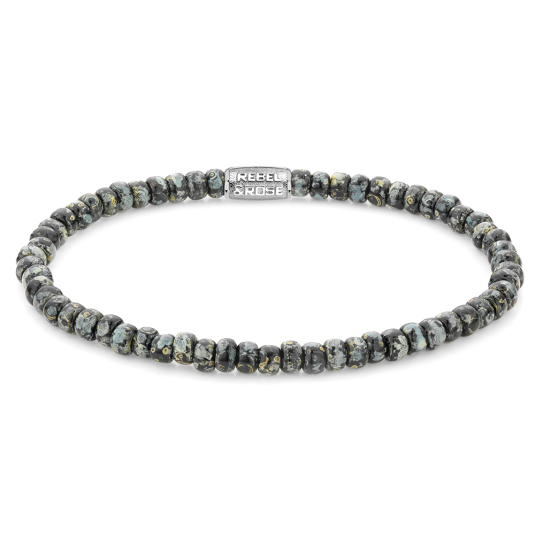 REBEL & ROSE karkötő Glass Rocks Black Leopard karkötő RR-40116-S