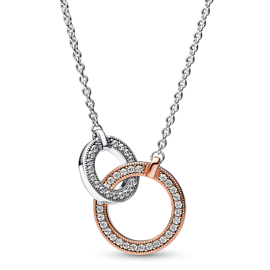 PANDORA Signature aranyozott kéttónusú összefonódó karika nyaklánc nyaklánc 382778C01-45