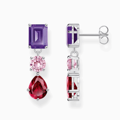 THOMAS SABO fülbevaló Pink and violet zirconia fülbevaló H2278-013-7