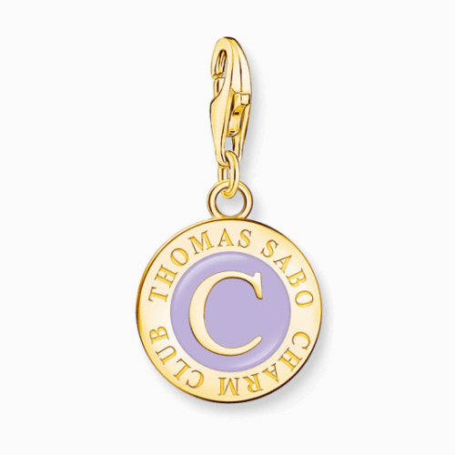 THOMAS SABO medál Member Charm with violet cold enamel gold medál 2105-427-13
