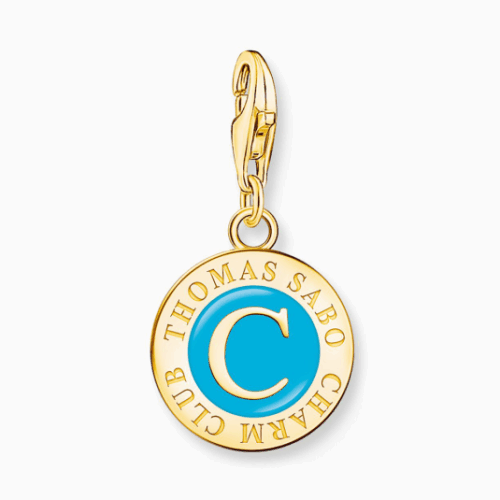 THOMAS SABO medál Member Charm turquoise Coin gold medál 2099-427-17