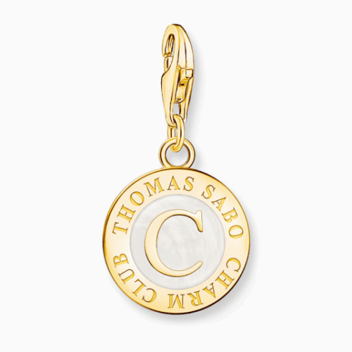 THOMAS SABO medál Member Charm with white cold enamel gold medál 2095-427-14