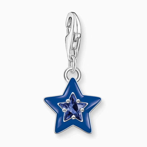 THOMAS SABO charm medál Star with sapphire blue stone medál 2043-496-7