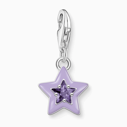 THOMAS SABO charm medál Star with amethyst-coloured stone medál 2039-041-13