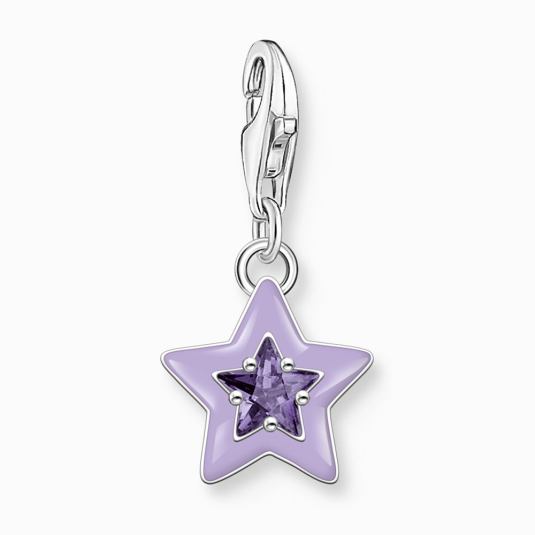 THOMAS SABO charm medál Star with amethyst-coloured stone medál 2039-041-13