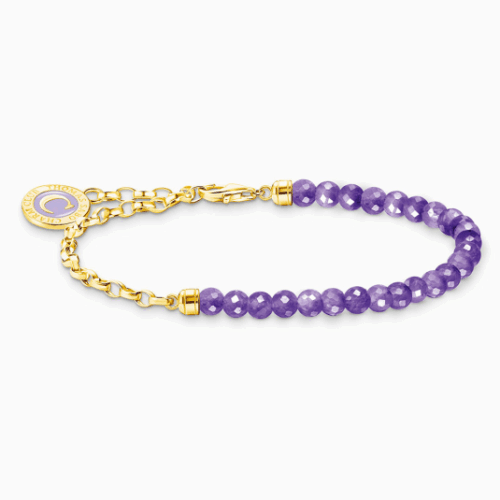THOMAS SABO charm karkötő Amethyst beads gold karkötő A2130-427-13
