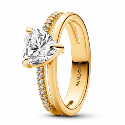 PANDORA aranyozott gyűrű Ragyogó szív gyűrű 163100C01