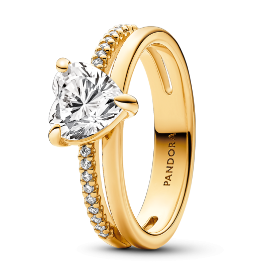 PANDORA aranyozott gyűrű Ragyogó szív gyűrű 163100C01
