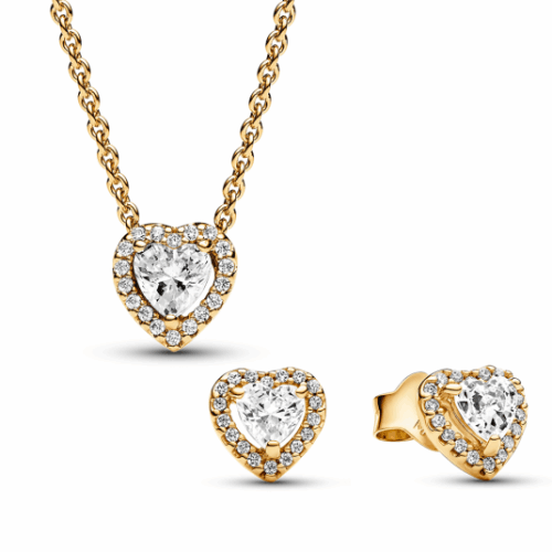 PANDORA Sparkling Heart nyaklánc és fülbevaló szett szett 368425C01-45+268427C01