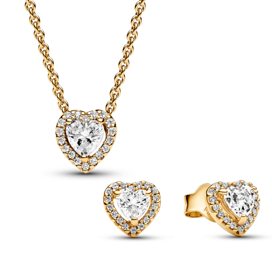 PANDORA Sparkling Heart nyaklánc és fülbevaló szett szett 368425C01-45+268427C01