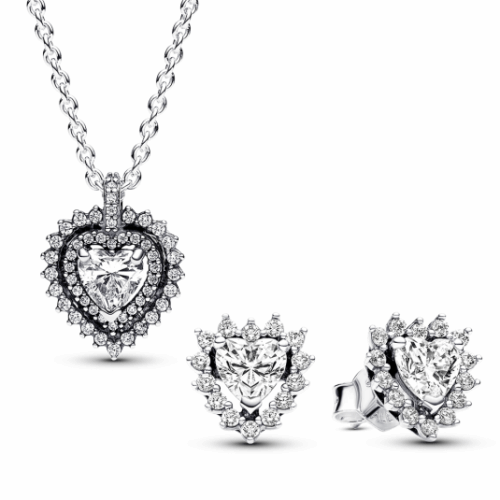 PANDORA Sparkling Heart nyaklánc és fülbevaló szett szett 393099C01-45+293097C01