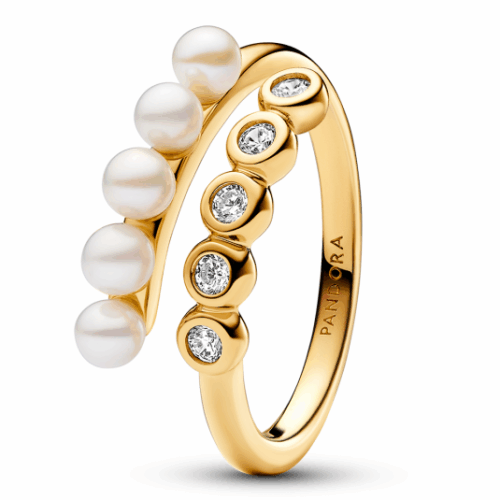 PANDORA aranyozott Timeless gyöngy gyűrű gyűrű 163146C01