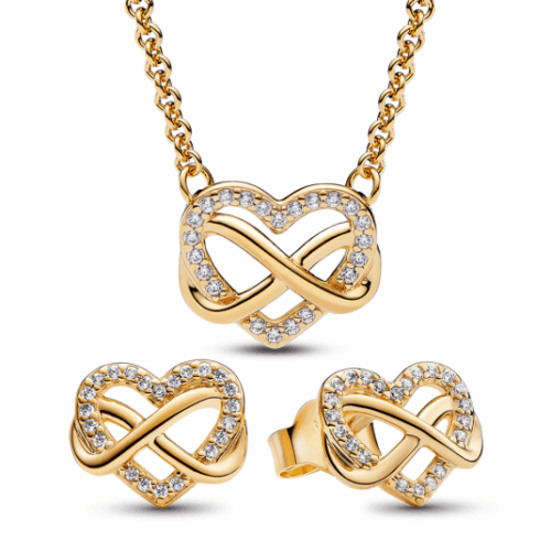 PANDORA Sparkling Infinity Heart nyaklánc és fülbevaló szett szett 362666C01-50+262667C01