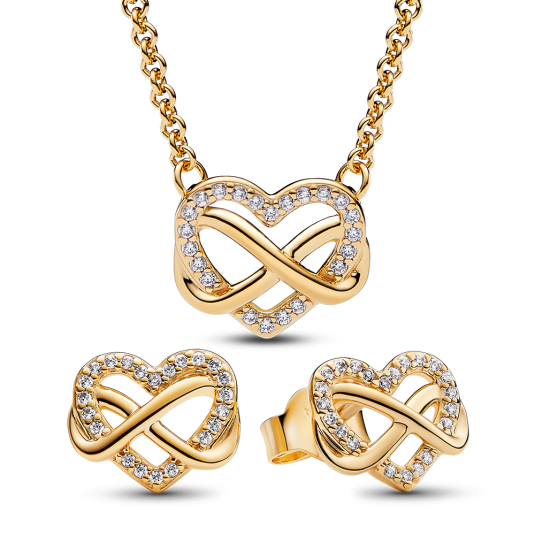 PANDORA Sparkling Infinity Heart nyaklánc és fülbevaló szett szett 362666C01-50+262667C01