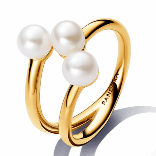 PANDORA ESSENCE aranyozott gyűrű gyöngyökkel gyűrű 163285C01