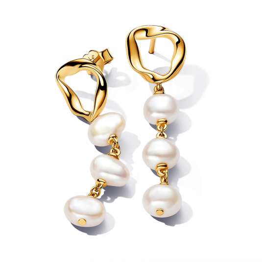 PANDORA ESSENCE aranyozott fülbevaló gyöngyökkel fülbevaló 263263C01