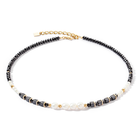 COEUR DE LION Pearls & Onyx nyaklánc nyaklánc 1132-10-1314