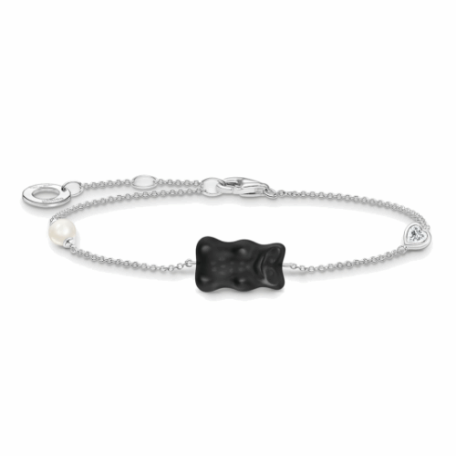THOMAS SABO x HARIBO karkötő Fekete arany medve és gyöngy karkötő A2151-052-11