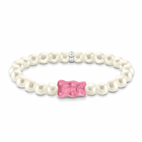 THOMAS SABO x HARIBO karkötő Rózsaszín aranymedve és gyöngy karkötő A2154-082-9