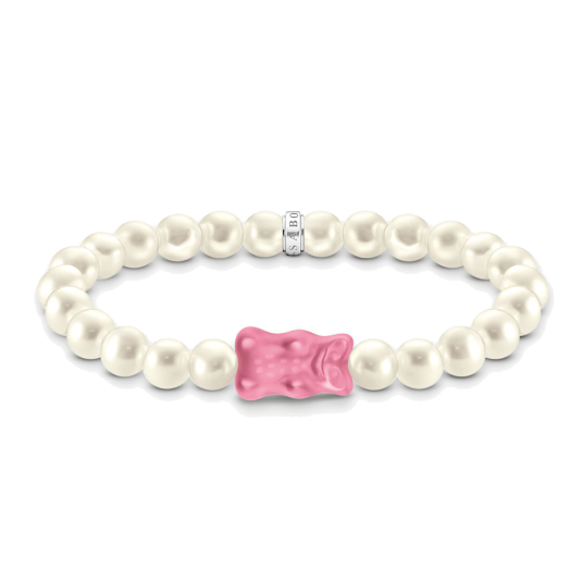 THOMAS SABO x HARIBO karkötő Rózsaszín aranymedve és gyöngy karkötő A2154-082-9