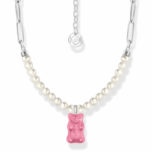 THOMAS SABO x HARIBO nyaklánc Rózsaszín aranymedvék és gyöngyök nyaklánc KE2207-082-9