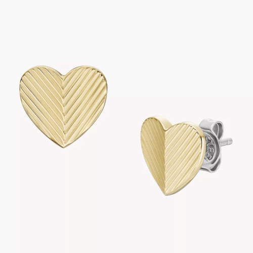 FOSSIL fülbevaló Harlow Linear Texture Heart Gold-Tone fülbevaló FOJF04654710