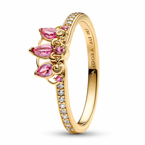PANDORA Disney aranyozott gyűrű Rapunzel hercegnő tiara gyűrű 163651C01