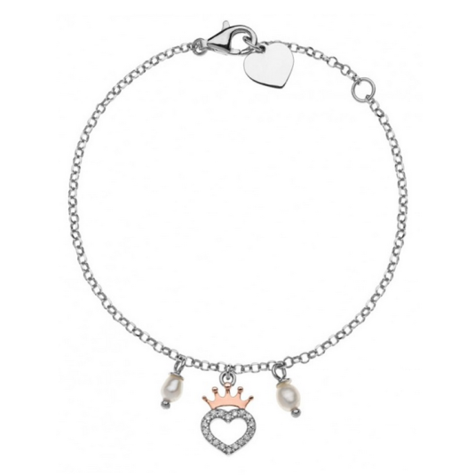 DISNEY ezüst szív karkötő koronával karkötő BS00009TPZL-55.CS