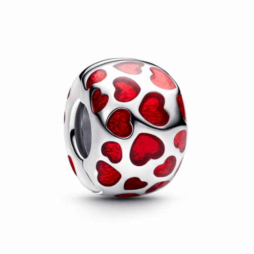 PANDORA Szívek kerek klip charm