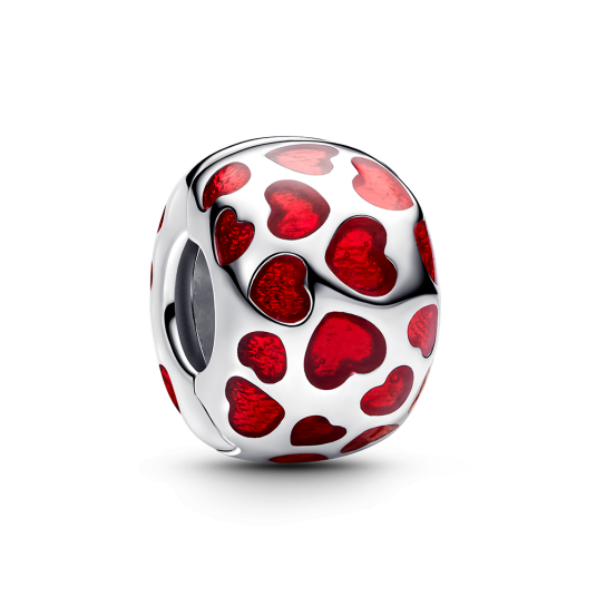 PANDORA Szívek kerek klip charm