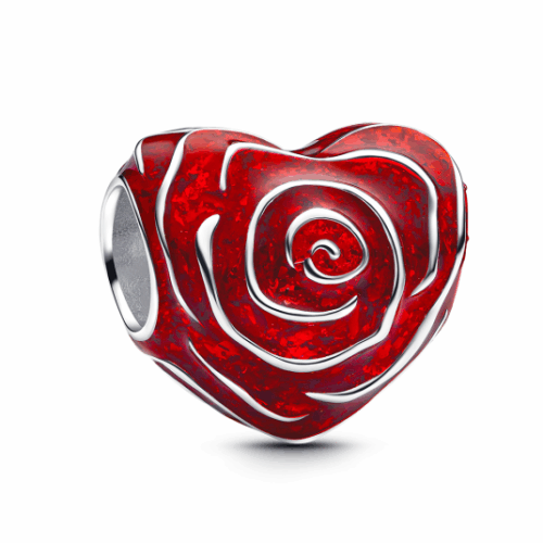 PANDORA Szív rózsával charm
