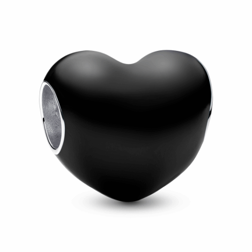 PANDORA Fekete szív charm