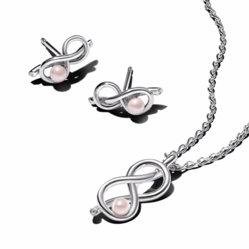 PANDORA ezüst nyaklánc és fülbevaló szett Infinity Knot szett 393762C01+293761C01