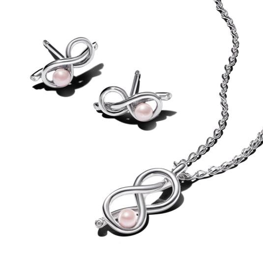 PANDORA ezüst nyaklánc és fülbevaló szett Infinity Knot szett 393762C01+293761C01