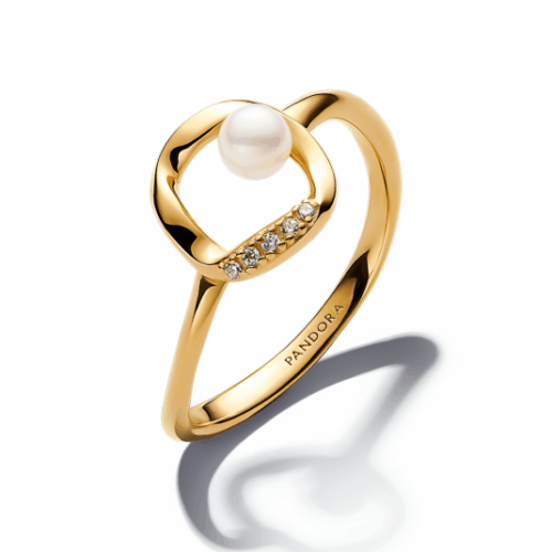 PANDORA ESSENCE aranyozott gyűrű gyönggyel gyűrű 163831C01