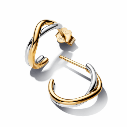 PANDORA ESSENCE aranyozott kéttónusú nyitott félkör fülbevaló fülbevaló 263880C00