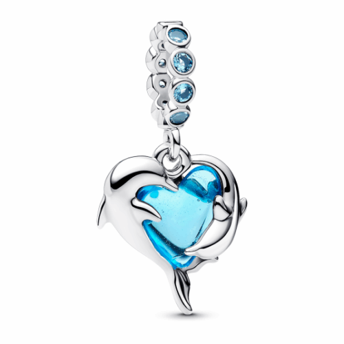 PANDORA Delfinek szívvel függő charm