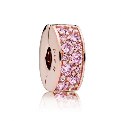 PANDORA aranyozott Rózsaszín pavé klip charm