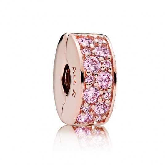 PANDORA aranyozott Rózsaszín pavé klip charm